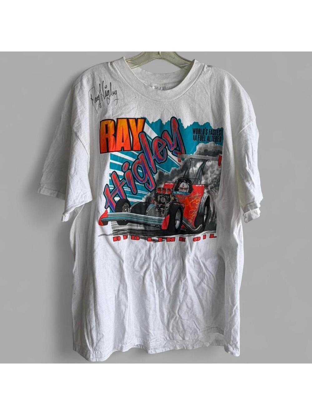 Vintage Ray Higley Red Line Oil Graphic T-Shirt Signed